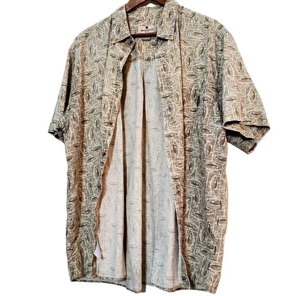 Woolrich Mens Allover Fish Print Casual Short Sleeve Button Down Shirt Size XL - Picture 3 of 12